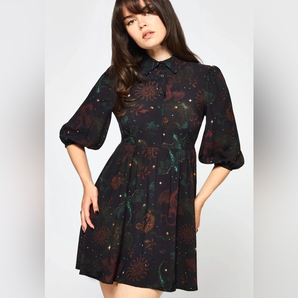 Disturbia Dresses & Skirts - Disturbia Phoenix Dragon Printed Mini Shirt Dress